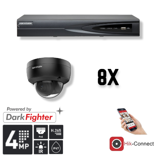 Hikvision Hikvision Set 8x Dome 4MP + Rekorder & Verkabelung