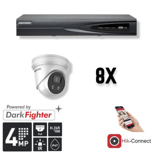 Hikvision Hikvision Set 8x Turret 4MP + Recorder & Cabling