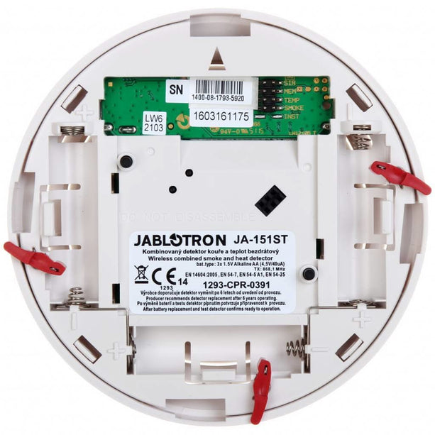 Jablotron JA-151ST-A Draadloze rook- en hittedetector met dubbele sirenefunctie (inbraak en brandalarm)