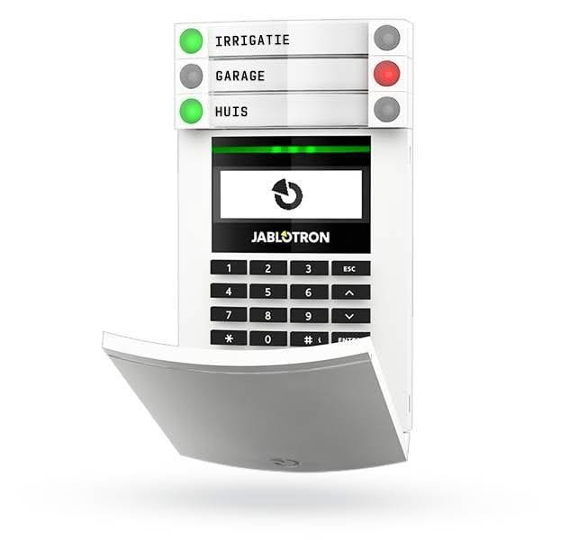 Jablotron JA-154E draadloos bedienpaneel met LCD scherm, toetsenbord en RFID