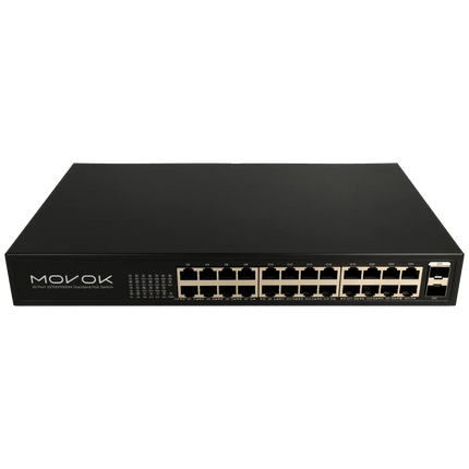 Movok 26 Poorts PoE Gigabit Switch, 24x PoE, 2x Uplink