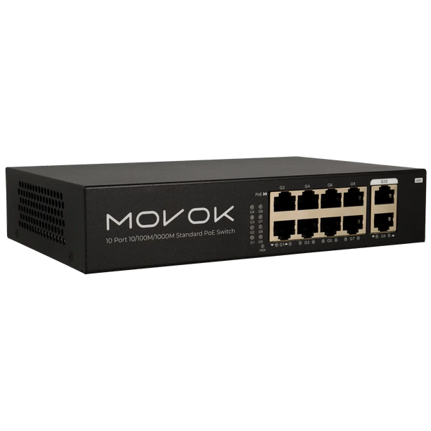 Movok Movok 10 Port PoE Switch, Gigabit, 100m PoE
