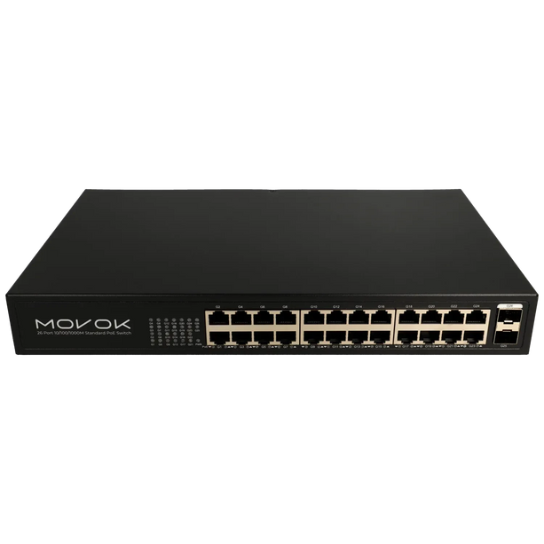 Movok Movok 26-Port PoE Gigabit Switch, 24x PoE, 2x Uplink