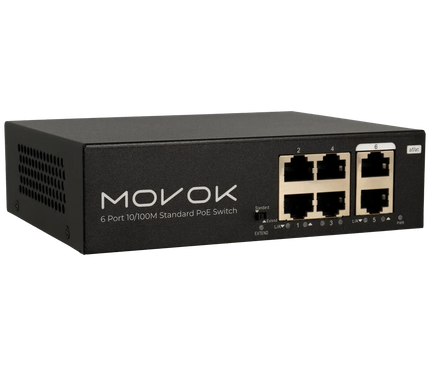 Movok Movok 6-Port PoE Switch, 100Mb, 250m PoE
