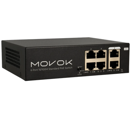 Movok Movok 6-Port PoE Switch, 100Mb, 250m PoE