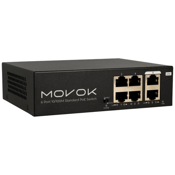 Movok Movok 6 Port PoE Switch, 100Mb, 250m PoE