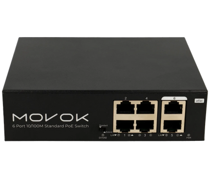 Movok Movok 6-Port PoE Switch, 100Mb, 250m PoE