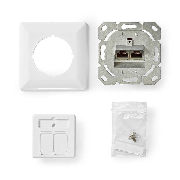 Nedis Nedis Network Wall Box flush mount, 2 ports CAT6 White