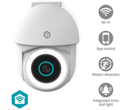 Nedis Nedis SmartLife PT steuerbare Außenkamera mit WiFi und Spotlight (Full Colour), feste Stromversorgung
