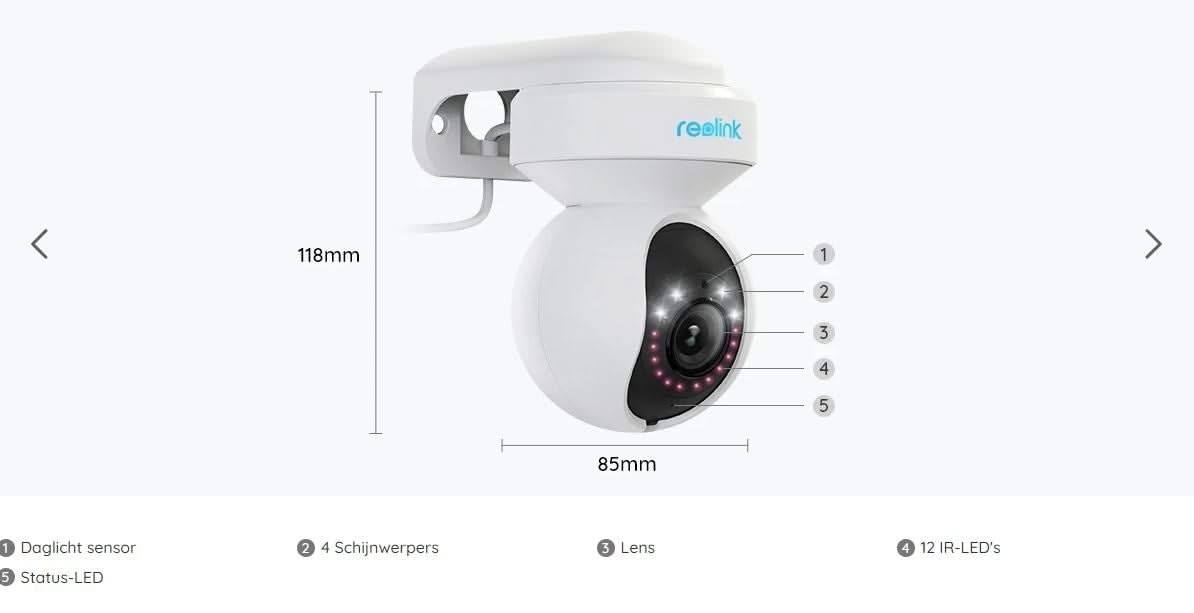 Reolink Reolink E540, 5MP PTZ Dual-Band WiFi camera with scare light