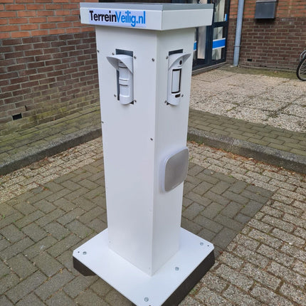 TerreinVeilig Bewakingszuil wit incl. Ajax systeem | Zonnepaneel | Oplader | Accu