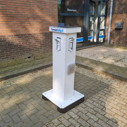 TerreinVeilig Bewakingszuil wit incl. Ajax systeem | Zonnepaneel | Oplader | Accu