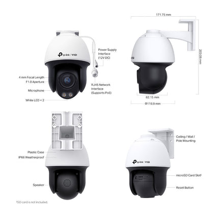 TP-Link VIGI C540S - 4MP Outdoor ColorPro Pan Tilt Camera