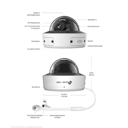 TP-Link VIGI InSight S245 - 4MP 4mm Full-Color Dome Camera IK10