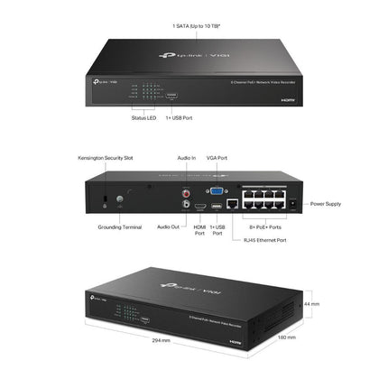 TP-Link VIGI NVR1008H-8MP - 8 Channel PoE+ NVR