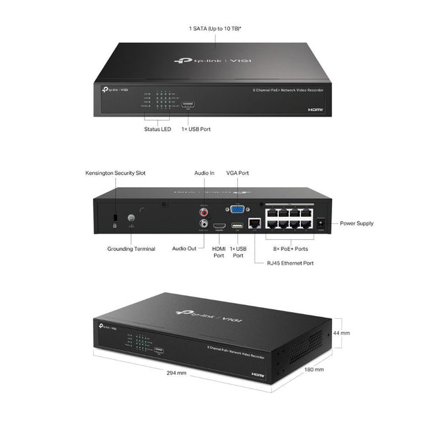 TP-Link VIGI NVR1008H-8MP - 8 Channel PoE+ NVR