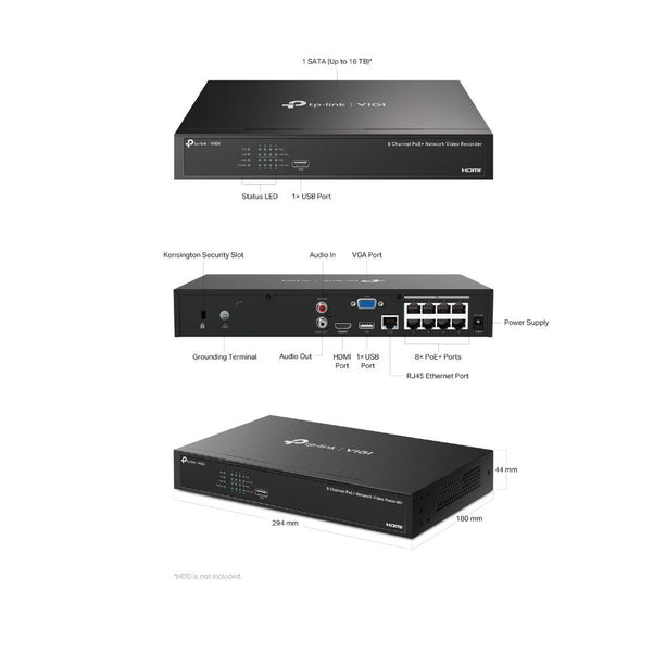 TP-Link VIGI NVR1008H-8P - 8 Channel PoE NVR