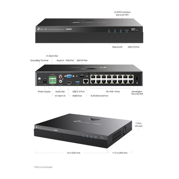 TP-Link VIGI NVR2016H-16P - 16 Channel PoE+ NVR